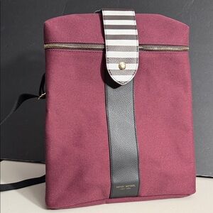 Henri Bendel Burgundy and Black centennial Backpack